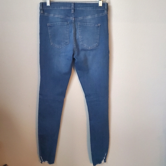 Free People High Rise Distressed Raw Hem Jeans - Picture 3 of 5